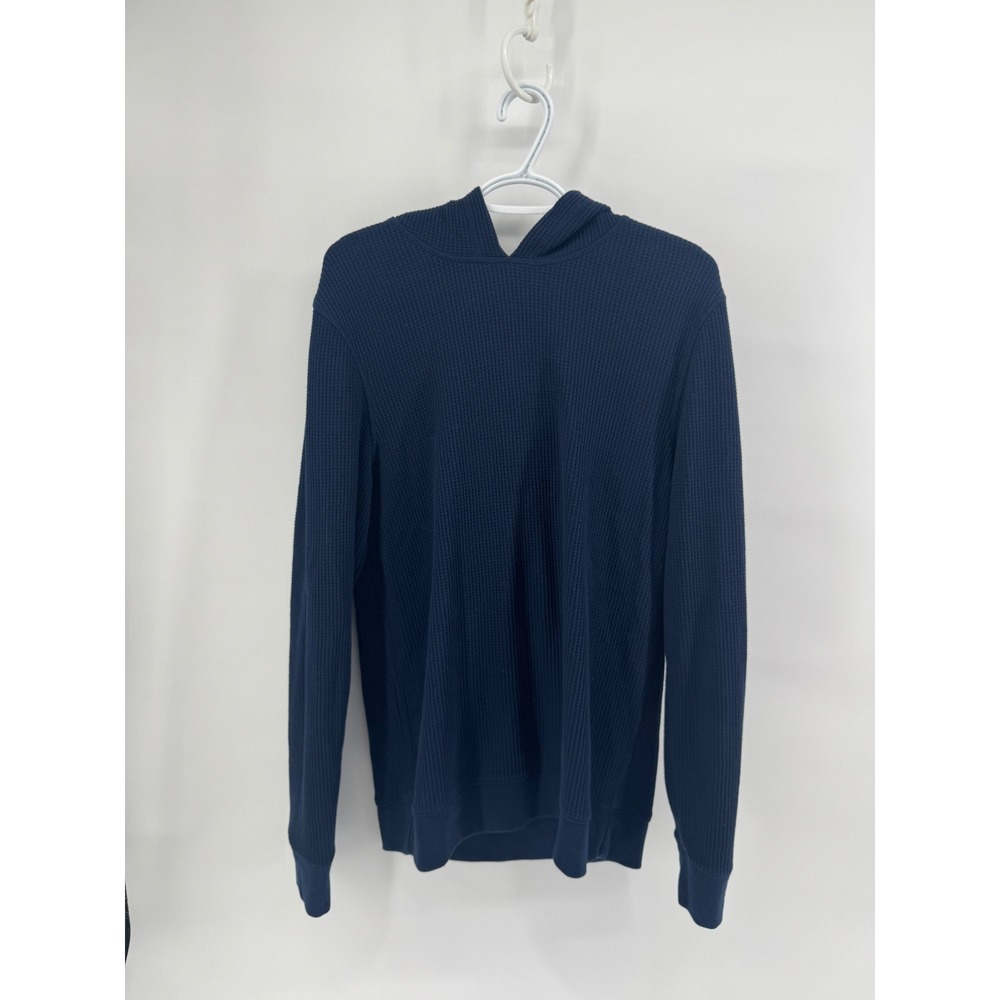 Sonoma Goods For Life Mens Navy Blue Waffle Knit Thermal Hoodie Pullover Size M